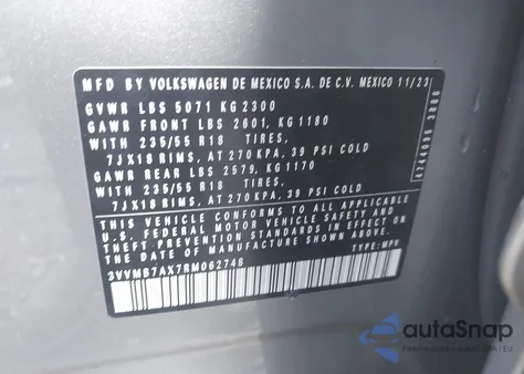 2024 Volkswagen Tiguan 2.0T Se/2.0T Wolfsburg Edition from USA, damaged, VIN 3VVMB7AX7RM062748